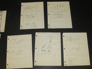 Papers of drawings from poster
